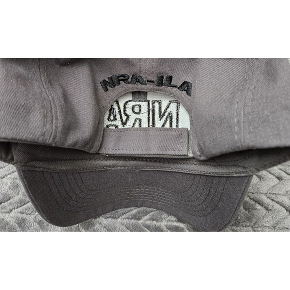 NRA Logo Hat Cap Gray Black Embroidered Gun Adjustable - Picture 9 of 9